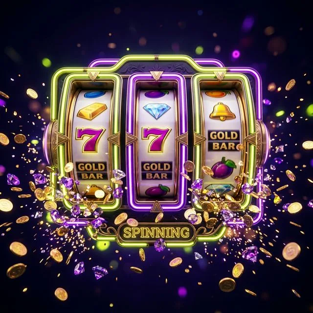 Neon Tao Fortune sweepstakes slot reels with gold coins spilling